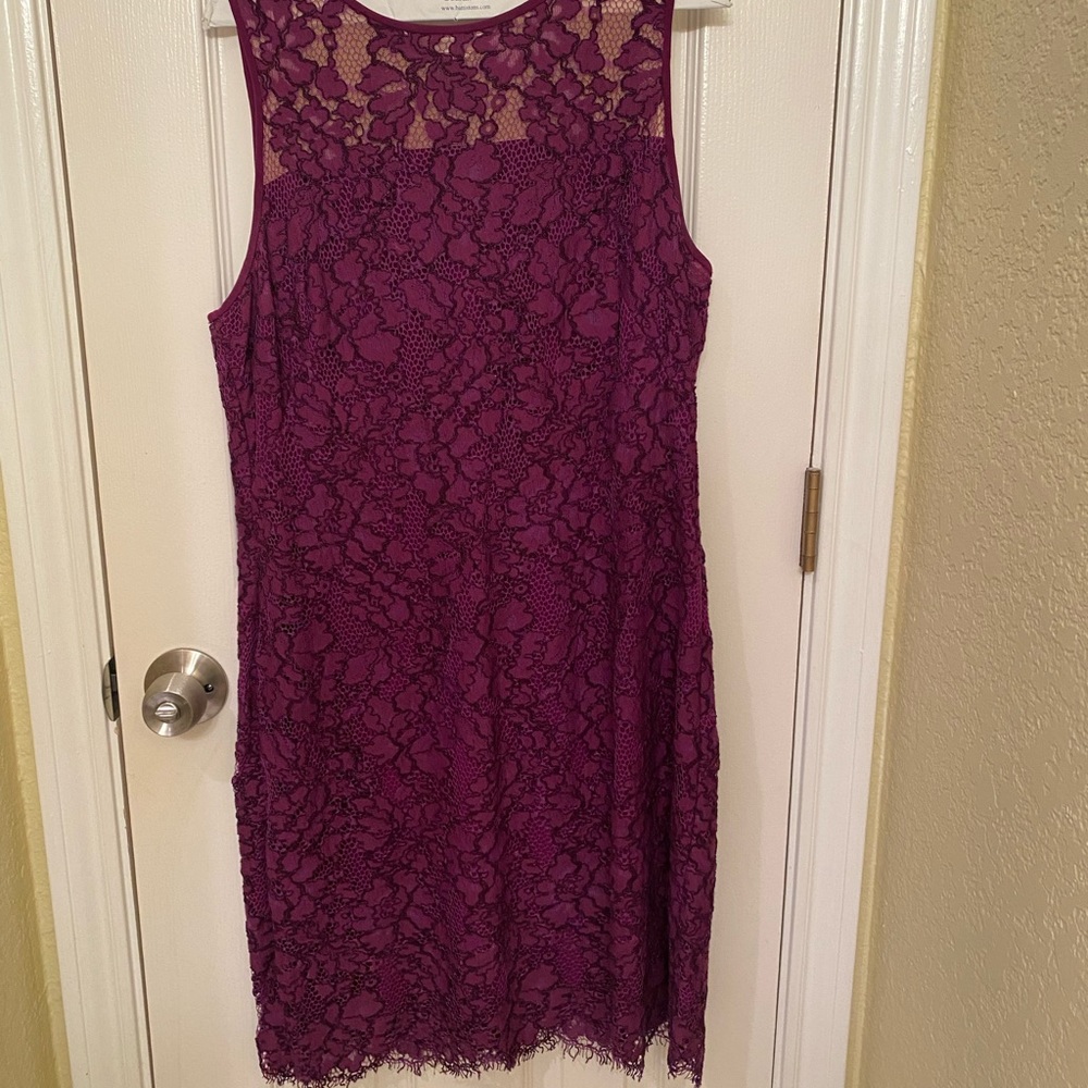 Worn only twice, beautiful eyelet pattern magenta Ralph Lauren, Lauren dress. 14
